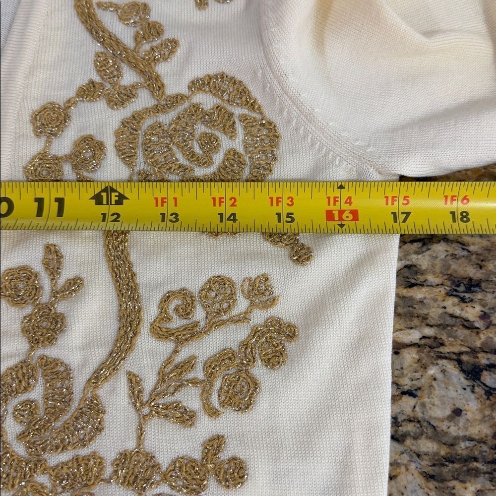 Carolina Herrera 2-Piece Virgin Wool Cardigan Tank Set Gold Embroidered M - Picture 11 of 12